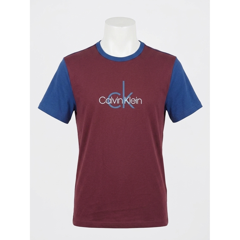 NEW CALVIN KLEIN men's short sleeve sleepwear shirt in maroon/blue